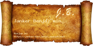 Janker Benjámin névjegykártya